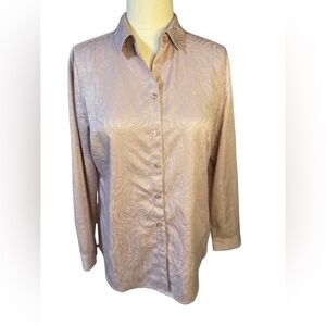 CHICO’S | Pink Paisley Silky Soft Satin Button Down Blouse size 1
